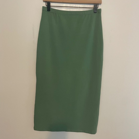 Reformation Foster Knit midi skirt green M organic cotton minimalist classic - Picture 3 of 5